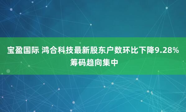 宝盈国际 鸿合科技最新股东户数环比下降9.28% 筹码趋向集中
